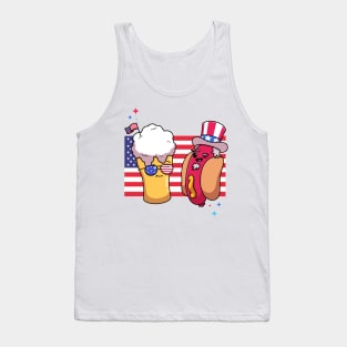 Kawaii Uncle Sam Hot Dog And Beer Tank Top